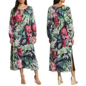 Tommy Bahama Celebration Tropical Floral Maxi Dress Green Size XXS